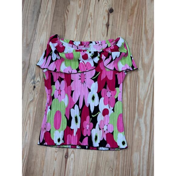 CDW Creative Design Works Inc. Top Blouse Pink Tones Flowers Womens Size Large - Picture 6 of 10